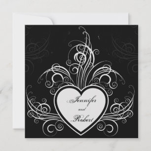 Faire-part de mariage de coeur du graffiti moderne