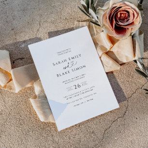 Faire-part de mariage de coeur noir et blanc minim