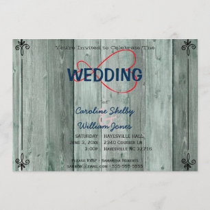 Faire-part de mariage de coeur rustique Red Infini