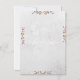 Faire-part de mariage de coin floral Navy et Blush