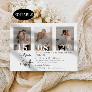 Faire-part de mariage de collage photo minimal élé