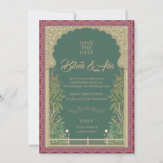 Faire-part de mariage de conception de Mughal