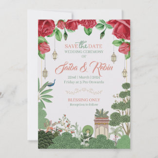 Faire-part de mariage de conception de Mughal