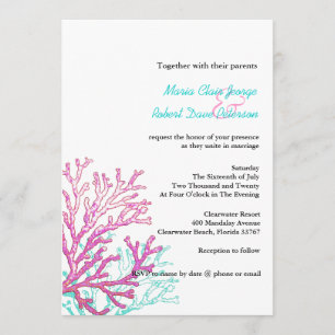 Faire-part de mariage de corail moderne de