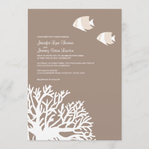 Faire-part de mariage de corail tropical blanc et 