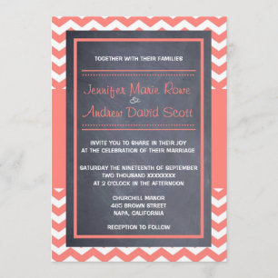 Faire-part de mariage de Coral Chevron