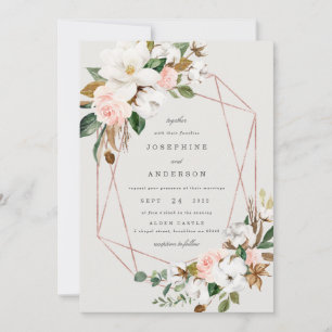 Faire-part de mariage de coton Magnolia géométriqu