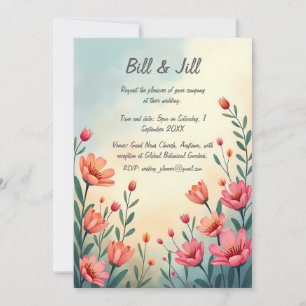 Faire-part de mariage de coucher de soleil Fleur s
