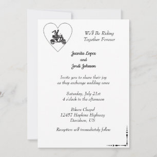 Faire-part de mariage de couple à moto