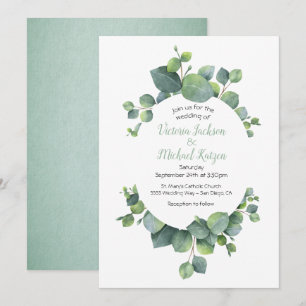 Faire-part de mariage de couronne d'eucalyptus