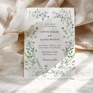 Faire-part de mariage de couronne Fleur sauvage bl