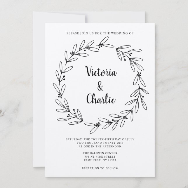Faire-part de mariage de couronne rustique (Devant)