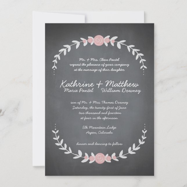 Faire-part de mariage de couronnes florales de Cha (Devant)