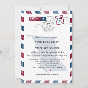 Faire-part de mariage de courrier aérien de la Col