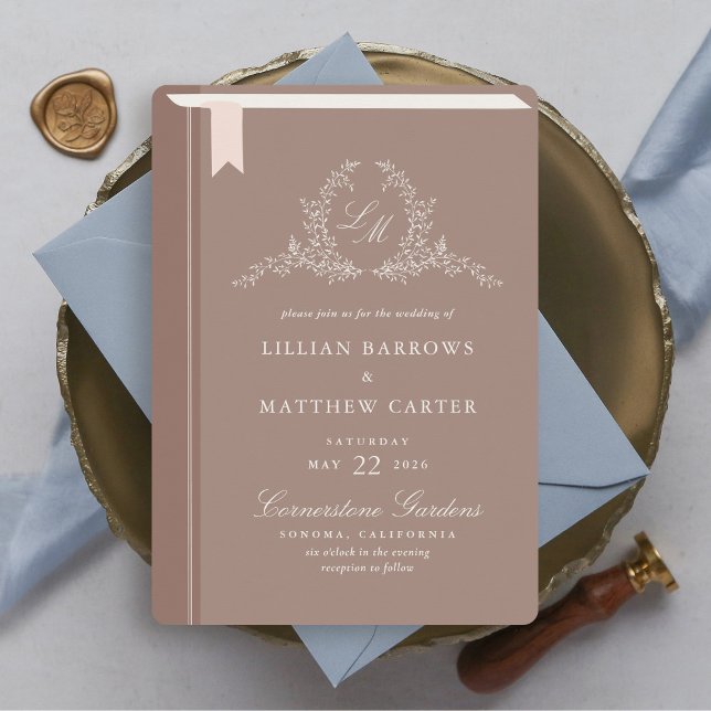 Faire-part de mariage de couverture du livre monog (Monogram Book Cover Wedding Invitation Suite)