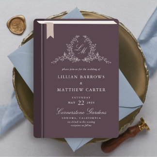 Faire-part de mariage de couverture du livre monog