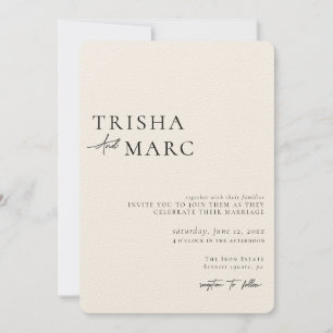 Faire-part de mariage de crème texturée moderne
