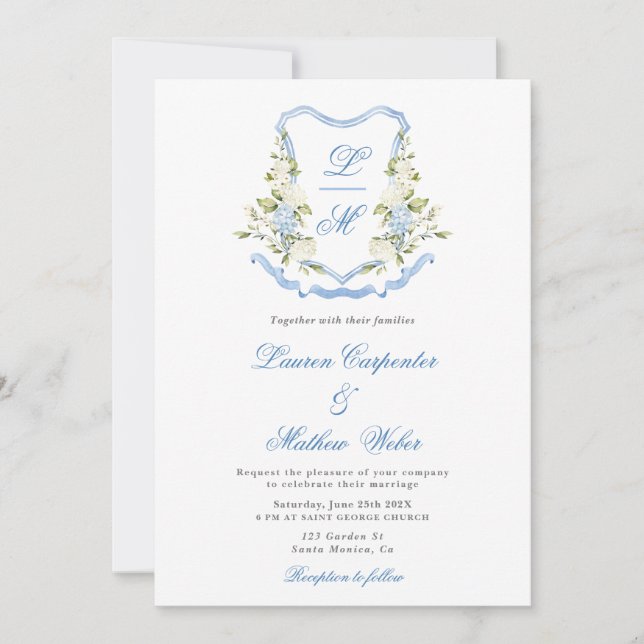 Faire-part de mariage de crête d'aquarelle (Devant)