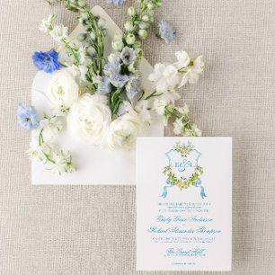 Faire-part de mariage de crête de style méditerran