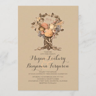 faire-part de mariage de cru d'arbre de récolte de