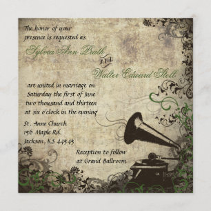 Faire-part de mariage de cru de phonographe