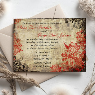Faire-part de mariage de cru de roses rouges