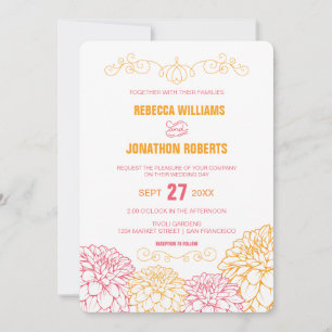 Faire-part de mariage de Dahlias