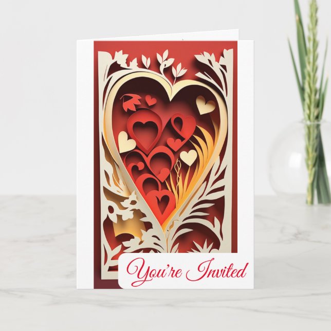 faire-part de mariage de découpe papier 3D (Devant)