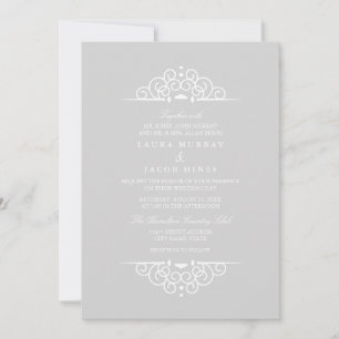 Faire-part de mariage de défilement Vintage gris e
