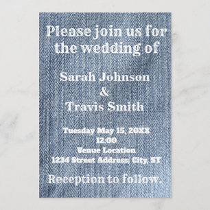 Faire-part de mariage de denim et de dentelle