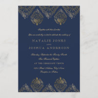 Faire-part de mariage de dentelle antique Gold Nav