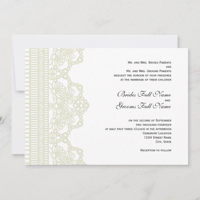 faire-part de mariage de dentelle tachée (Devant)
