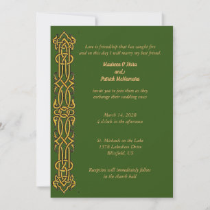 Faire-part de mariage de design celtique irlandais