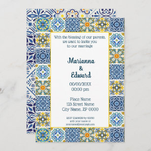 Faire-part de mariage de design Talavera mexicain