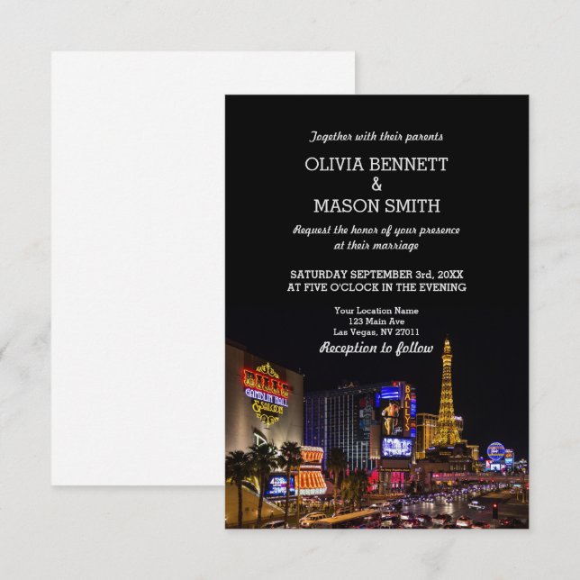 Faire-part de mariage de destination de Las Vegas (Devant / Derrière)