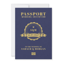 Faire-part de mariage de destination de passeport
