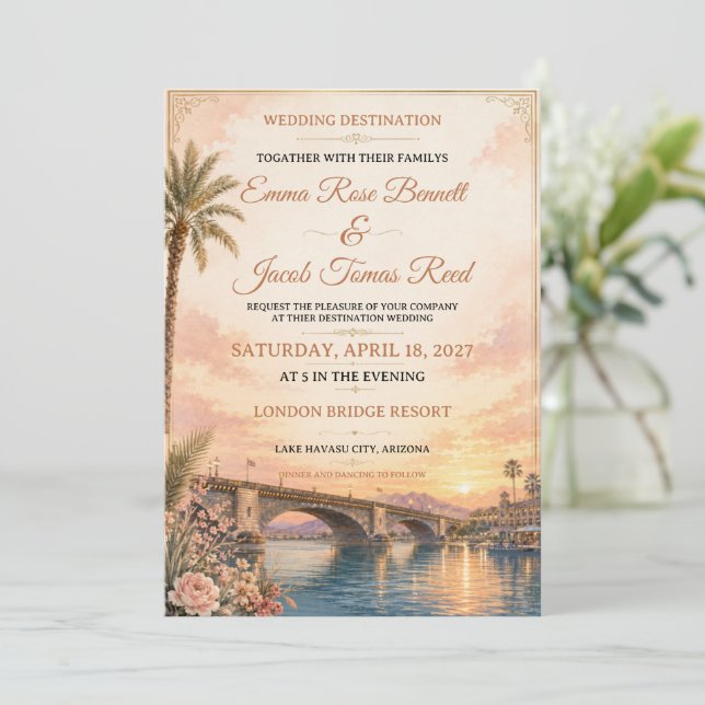 Faire-part de mariage de destination du lac Havasu (Debout devant)