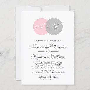 Faire-part de mariage de diagramme de Venn rose et