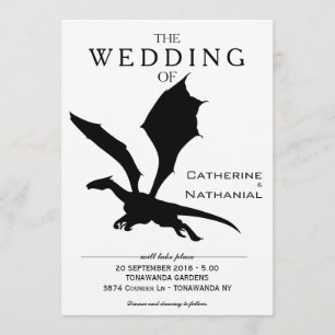 Faire-part de mariage de dragon médiéval minimalis