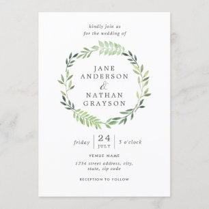 Faire-part de mariage de feuille d'aquarelle