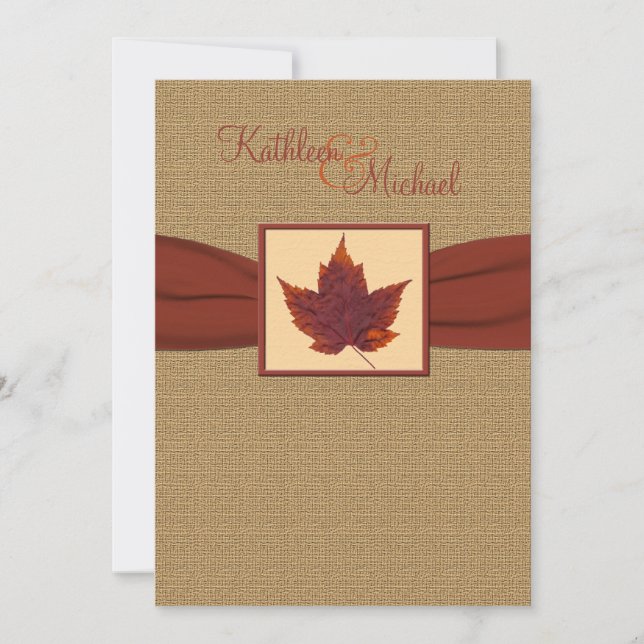 Faire-part de mariage de feuille d'automne (Devant)