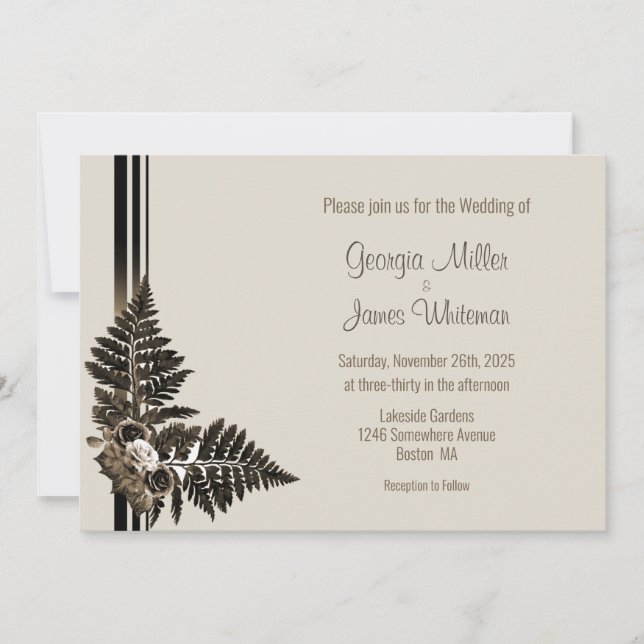 Faire-part de mariage de feuille de faucon rustiqu (Devant)