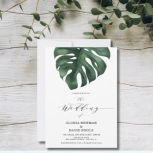 Faire-part de mariage de feuille de palme tropical