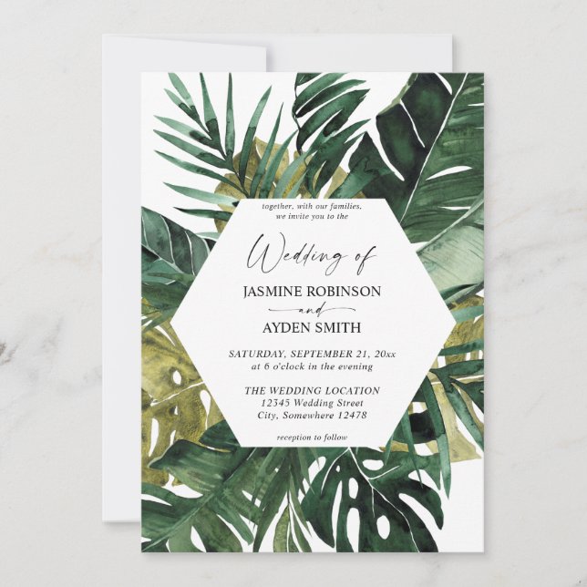 Faire-part de mariage de feuille de palme tropical (Devant)