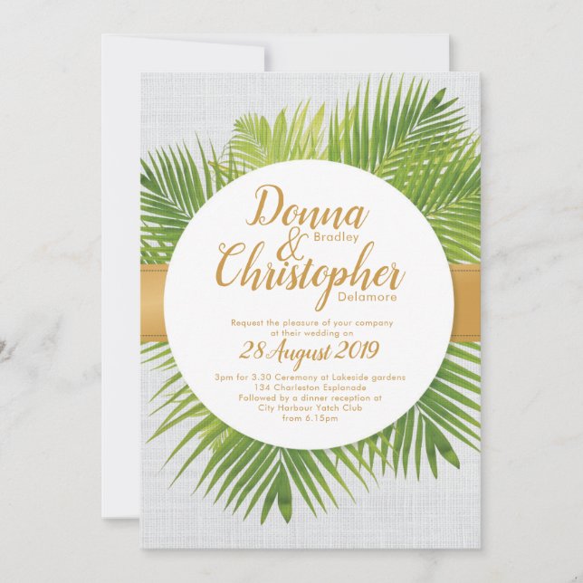 Faire-part de mariage de feuille de palme tropical (Devant)