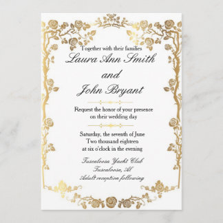 Faire-part de mariage de feuille d'or