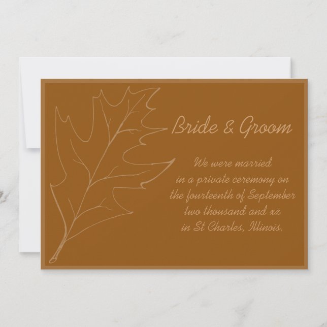 Faire-part de mariage de feuilles de chêne d'autom (Devant)