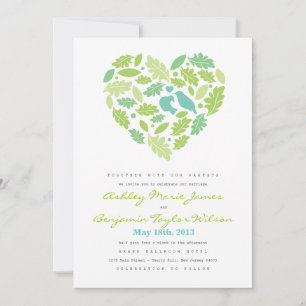 Faire-part de mariage de feuilles et de coeur Insé