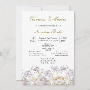 faire-part de mariage de fleur sauvage pourpre