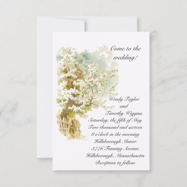 Faire-part de mariage de fleurs Apple (Devant)